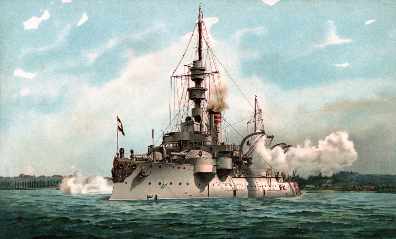 S.M. Kustenpanzerschiff Odin in saluto da Hugo Graf