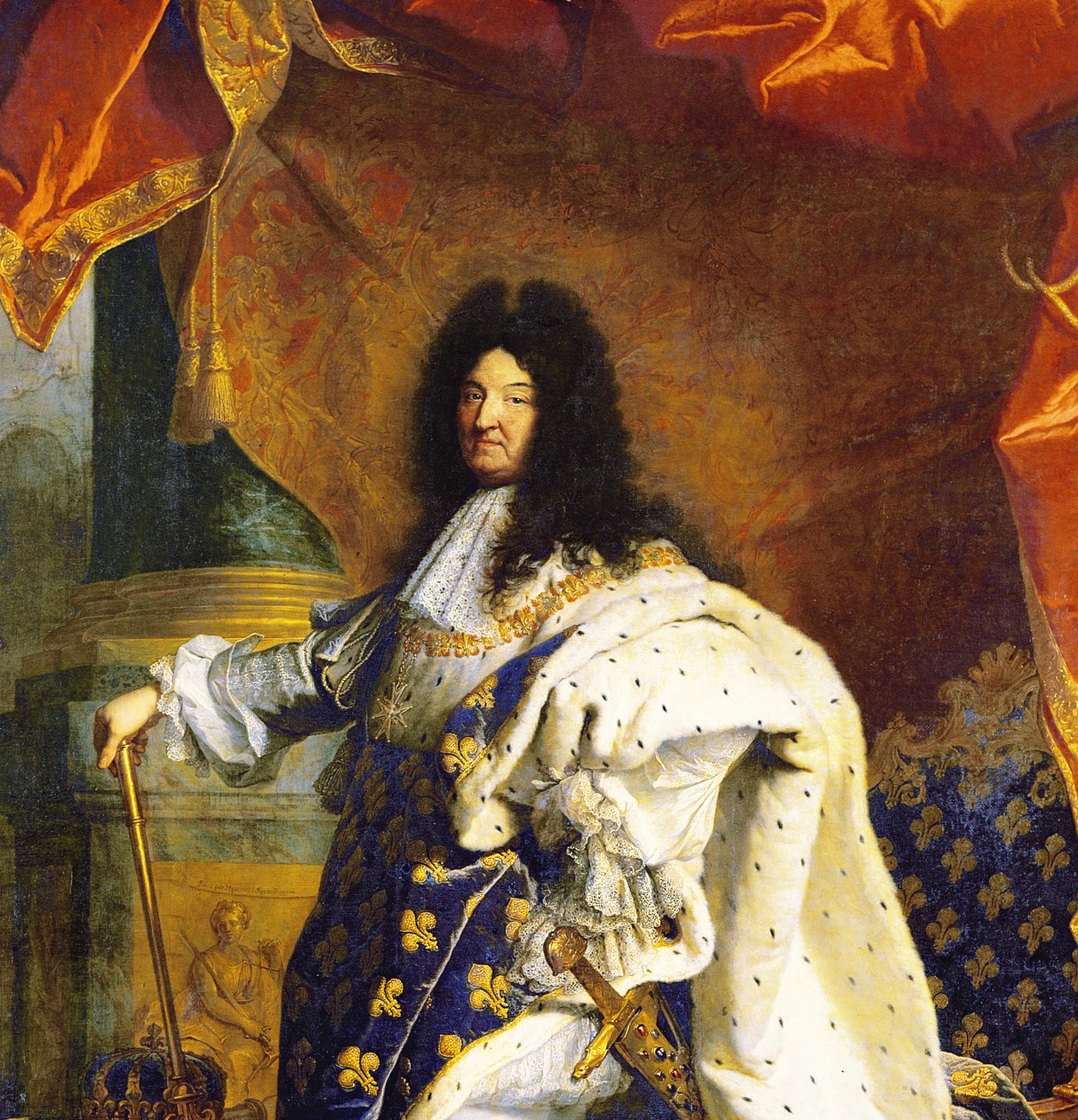 Luigi XIV in costume reale, 1701 (dettaglio) da Hyacinthe Francois Rigaud