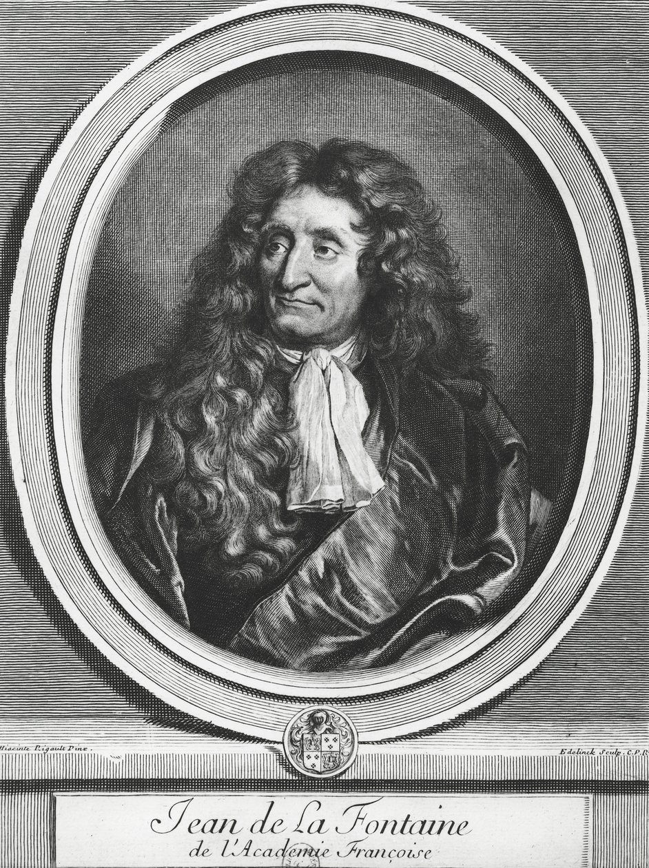 Jean de La Fontaine (1621-95) inciso da Gerard Edelinck (1640-1707) da Hyacinthe Francois Rigaud