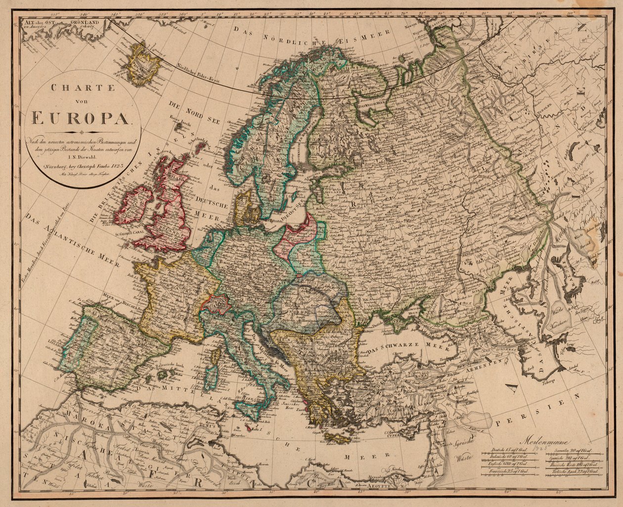 La carta è stata pubblicata a Norimberga da Christoph Fembo (1823) e mostra l