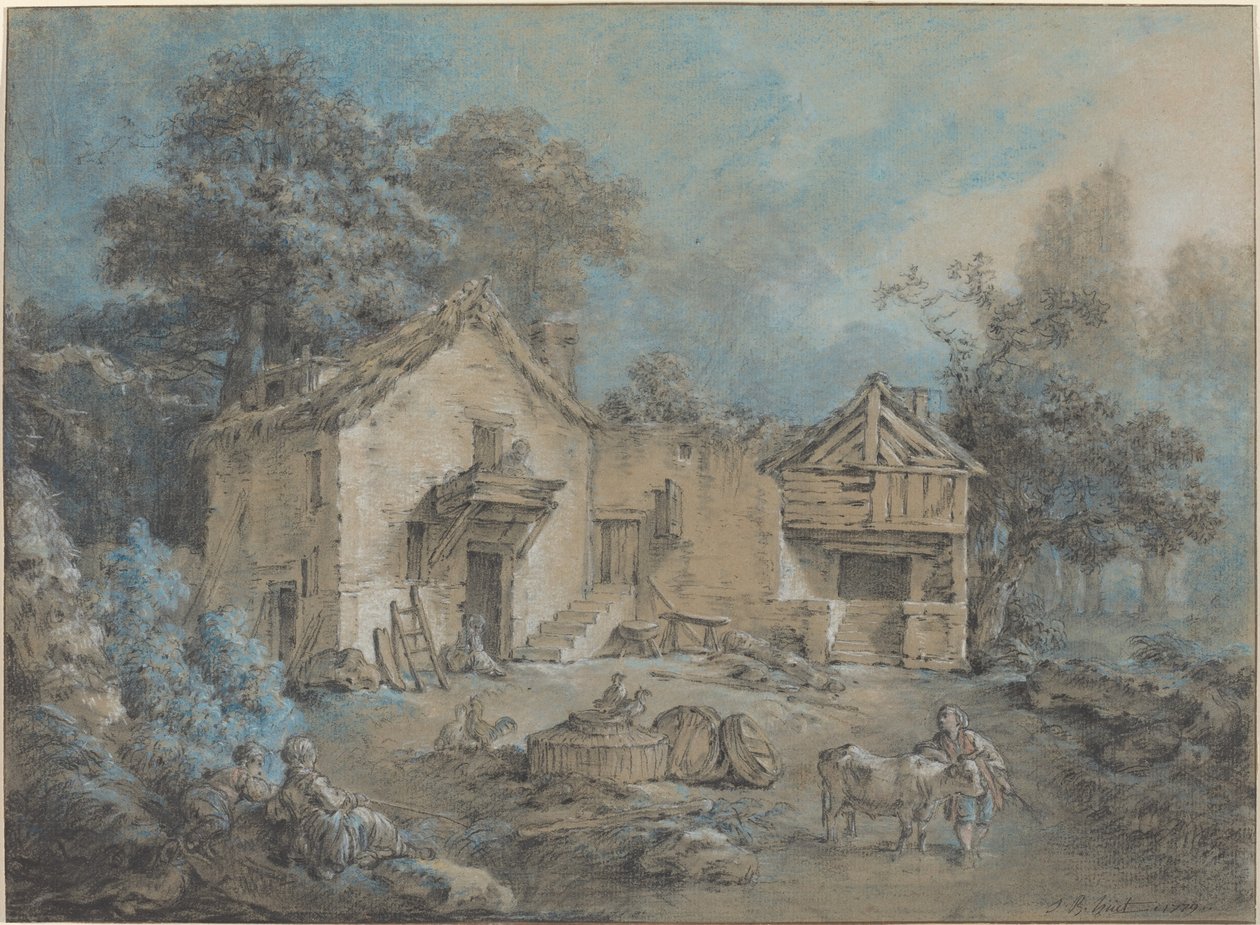 Scena di fattoria da I Jean Baptiste Hüet