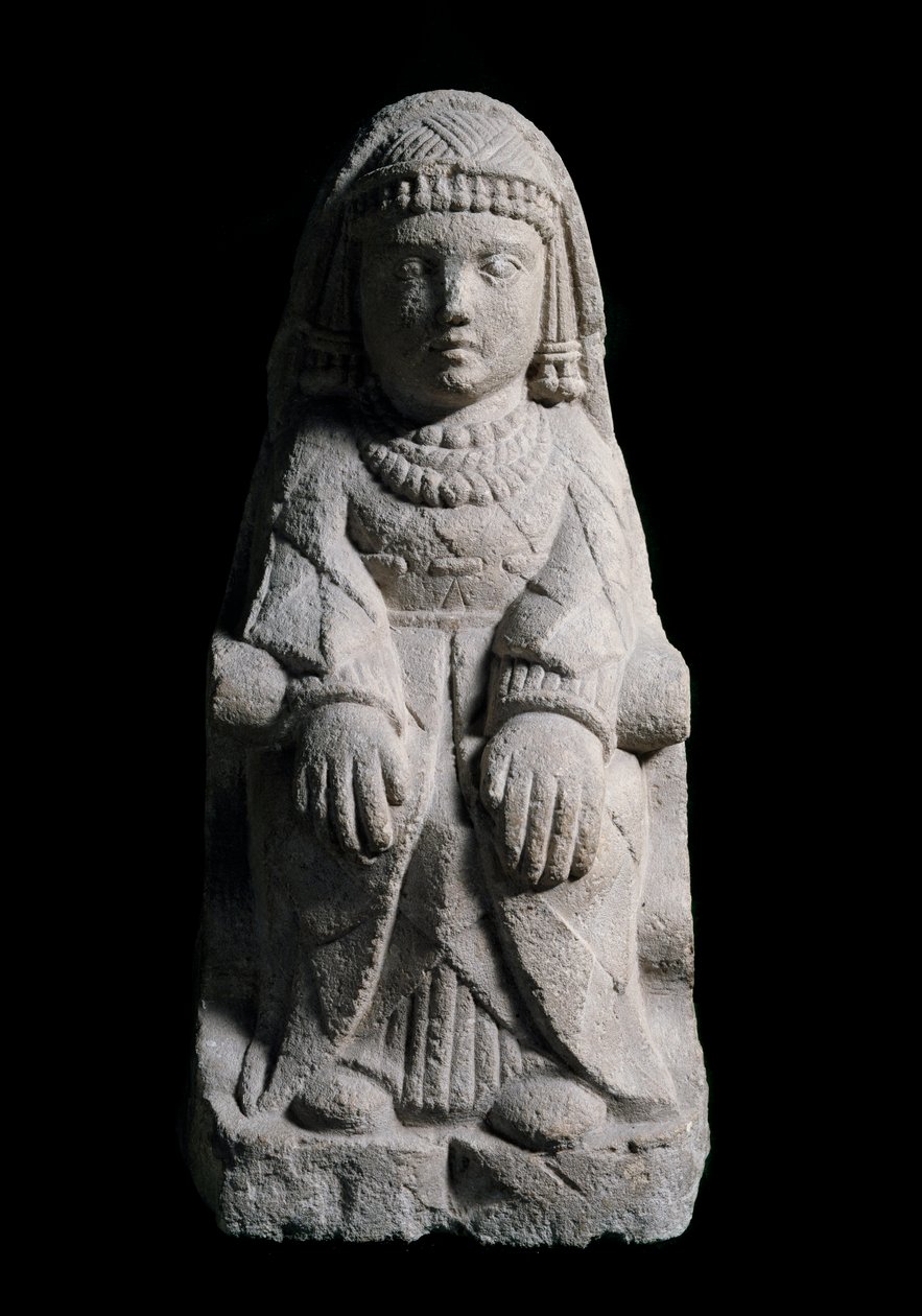 Signora seduta. Scultura in calcare, IV-II secolo a.C. da Iberian