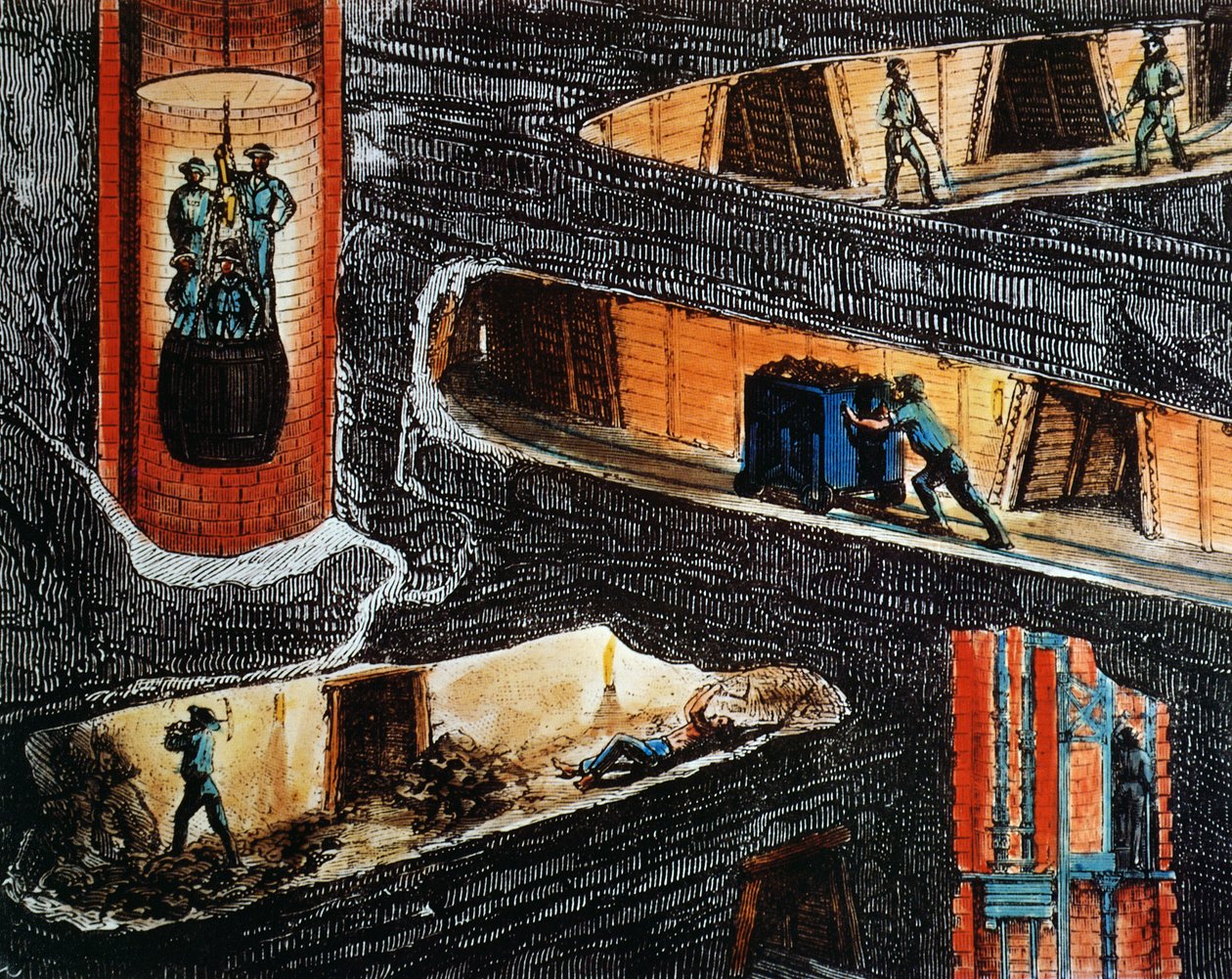 Sezione Trasversale di una Miniera di Carbone da Ignace Francois Bonhomme