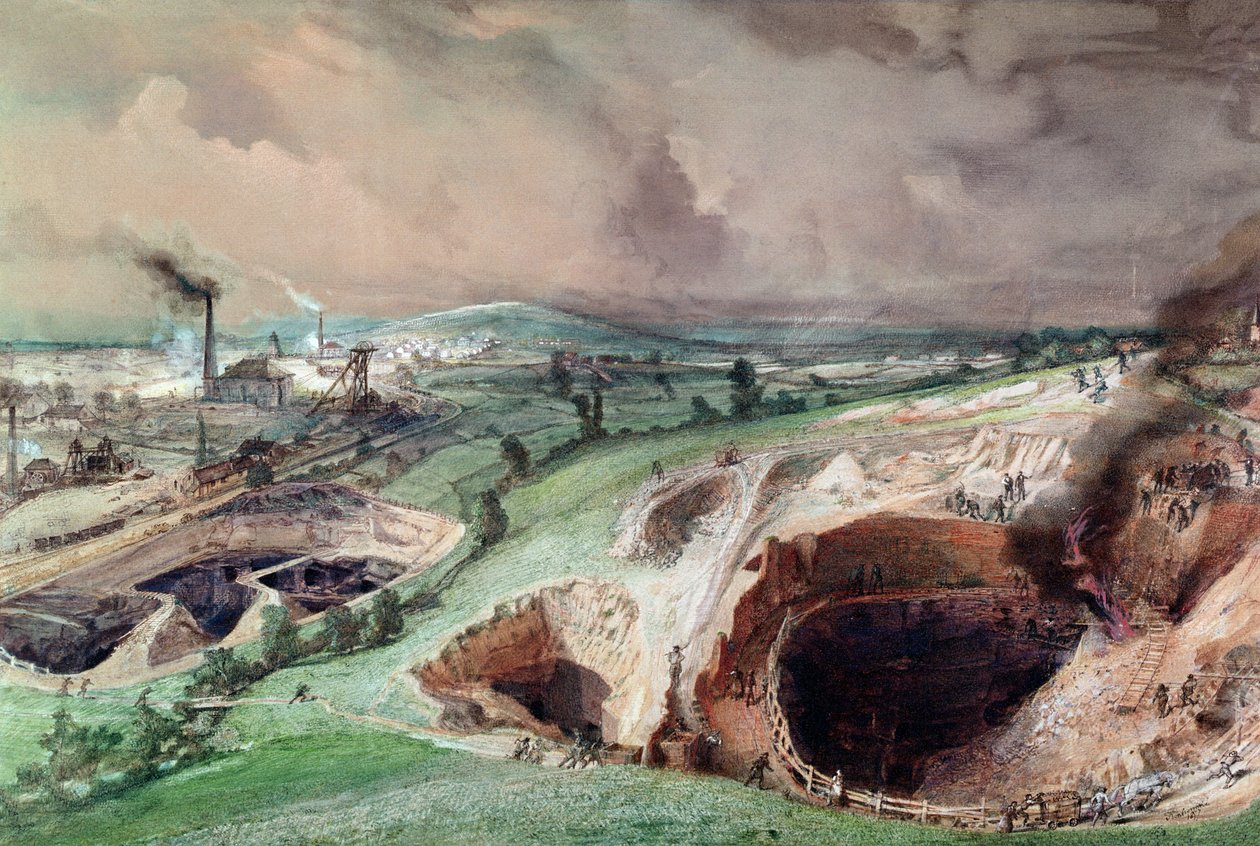 Miniere a Cielo Aperto a Blanzy, Saone-et-Loire, 1857 da Ignace Francois Bonhomme