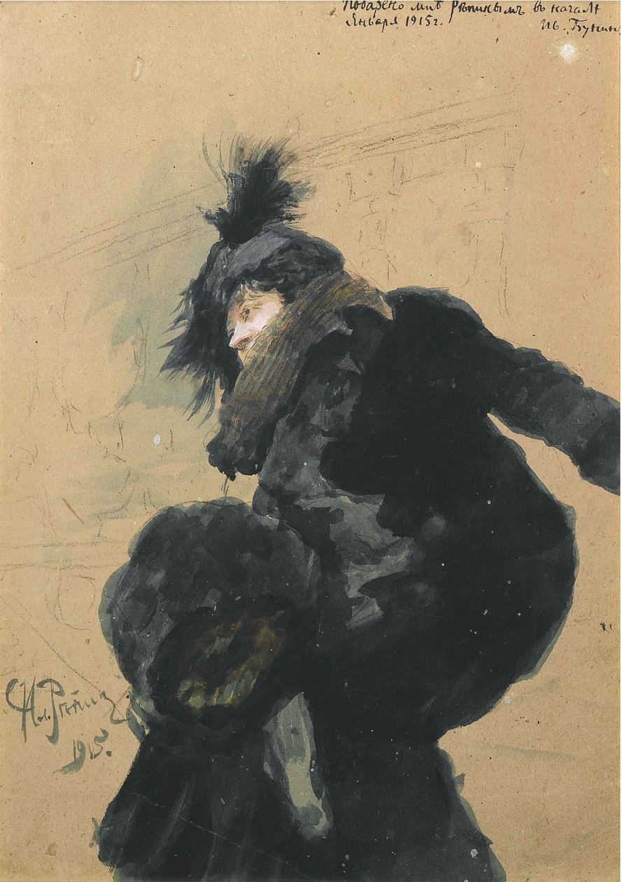 Donna in pelliccia, 1915 da Ilya Efimovich Repin