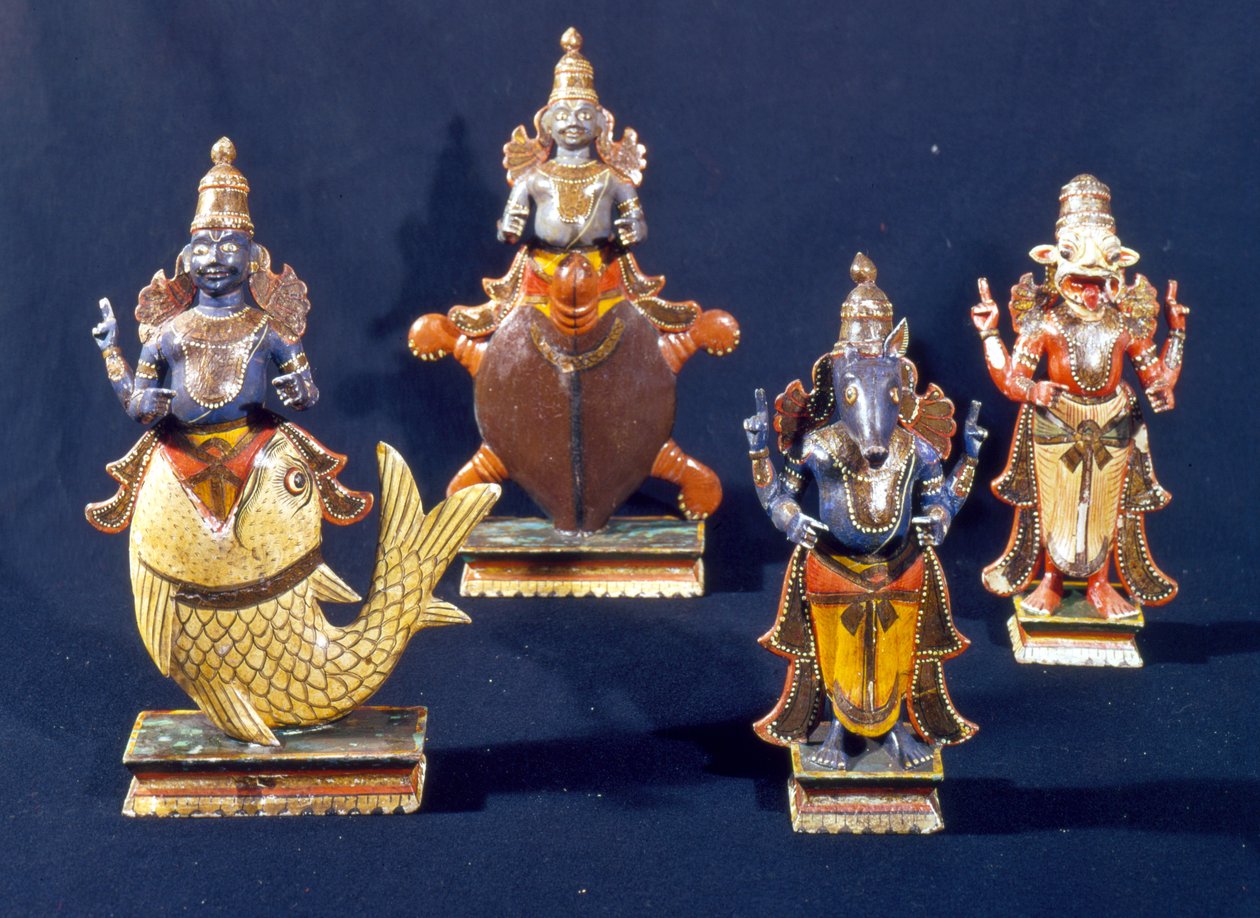 Quattro delle incarnazioni di Vishnu da Indian School