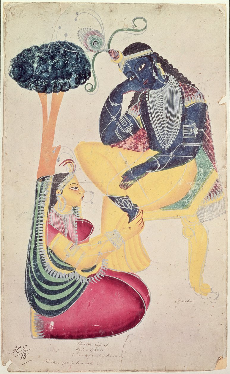Il dio Krishna con il suo amore mortale, Radha da Indian School