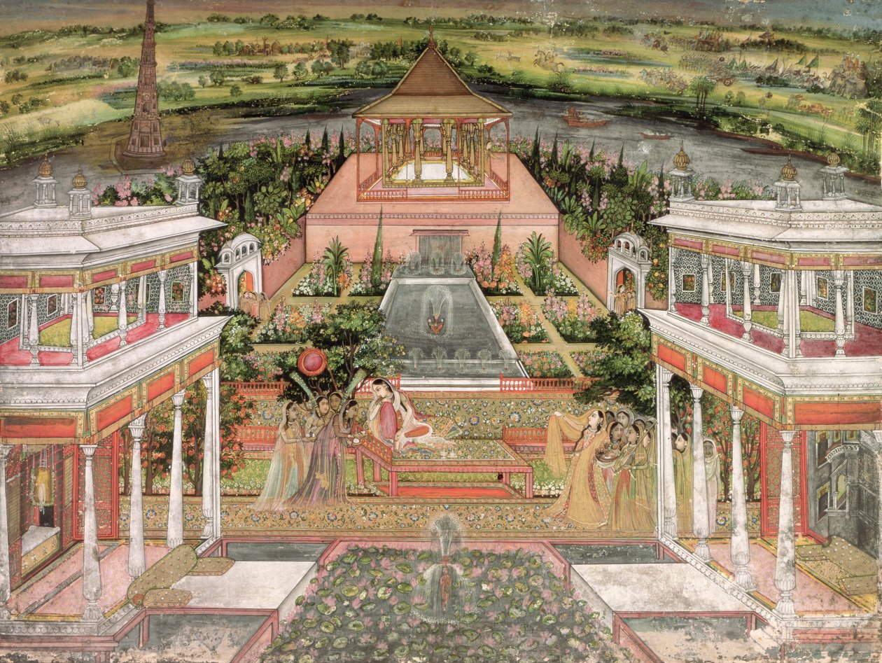 Una principessa Mughal nel suo giardino da Indian School