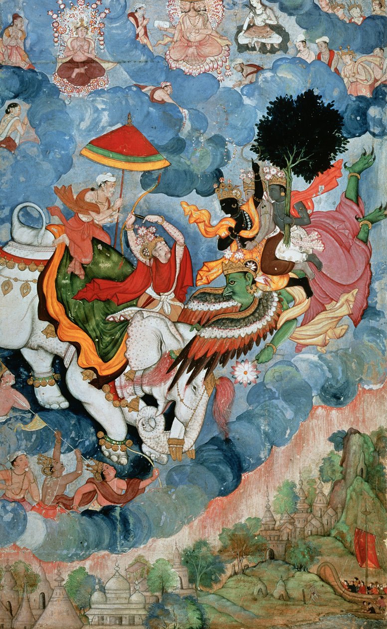Il combattimento di Krishna con Indra, c.1590 da Indian School