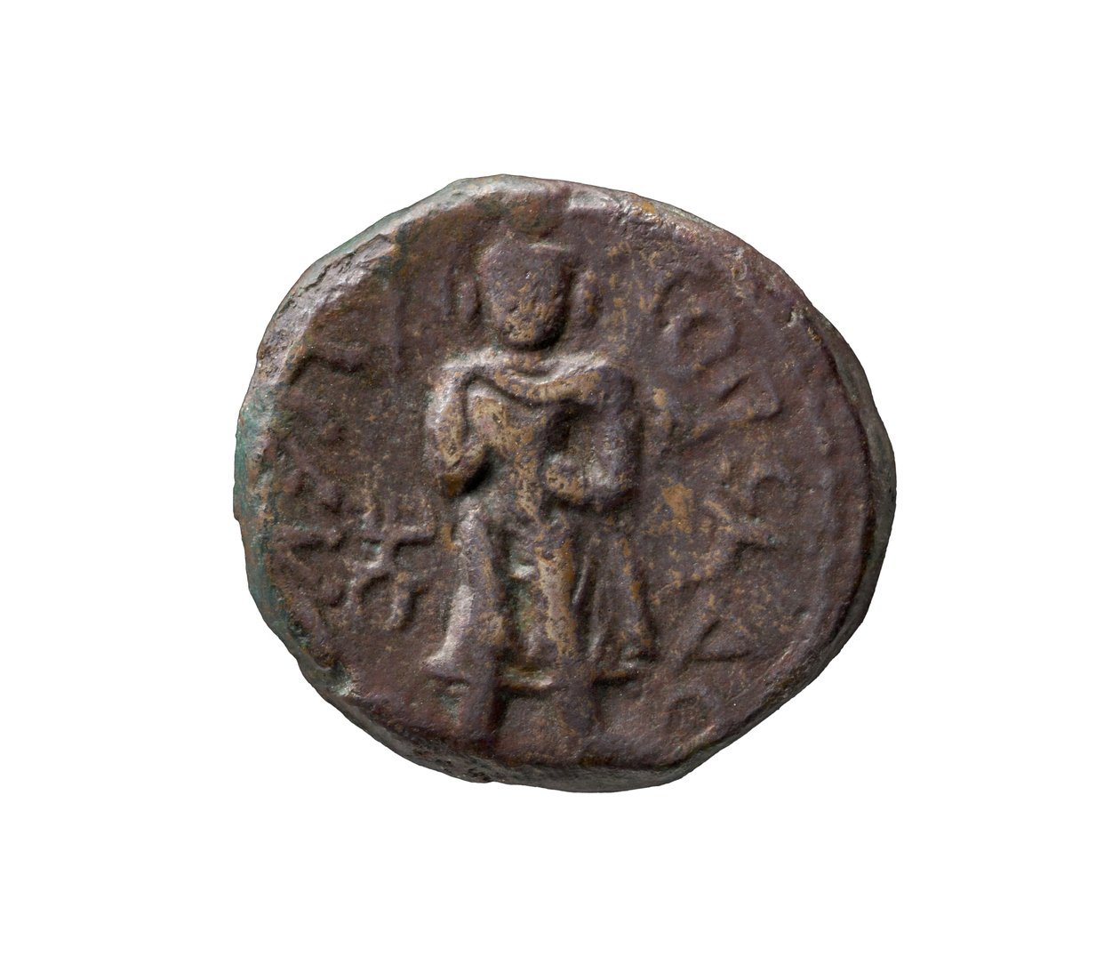 Moneta Kushan, 127-155 d.C. da Indian School