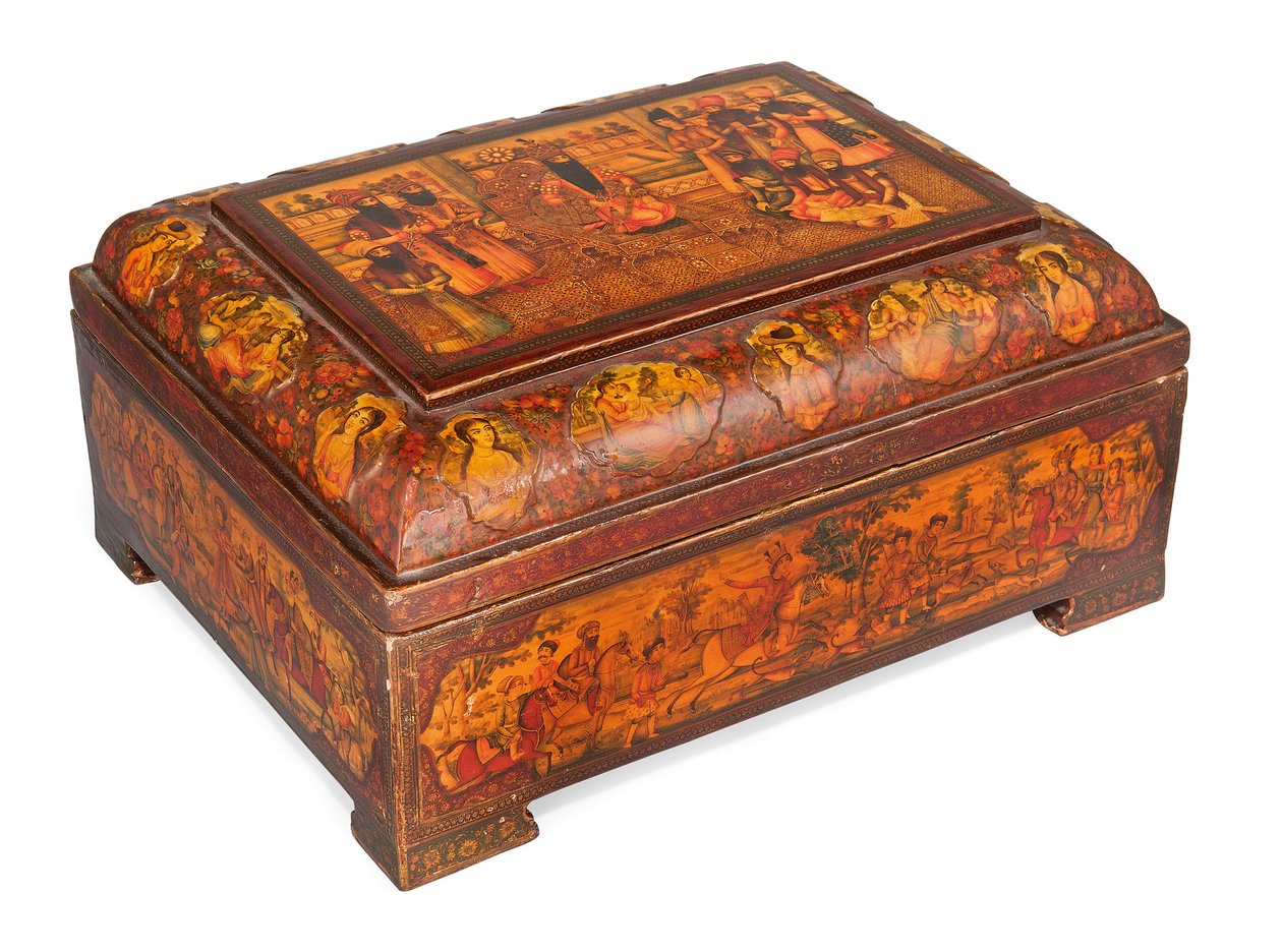Cofanetto Qajar (cartapesta laccata) da Iranian School