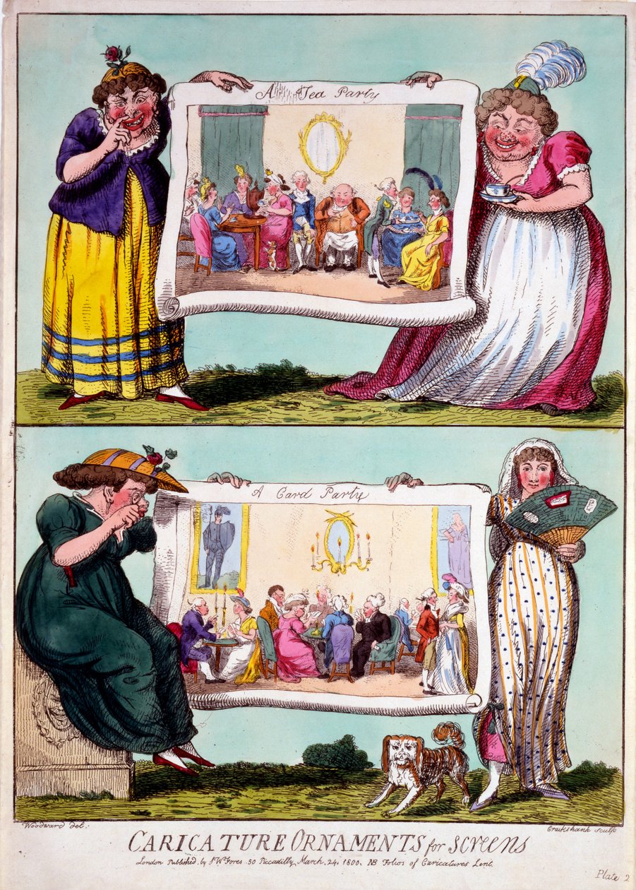 Ornamenti caricaturali per schermi da Isaac Cruikshank