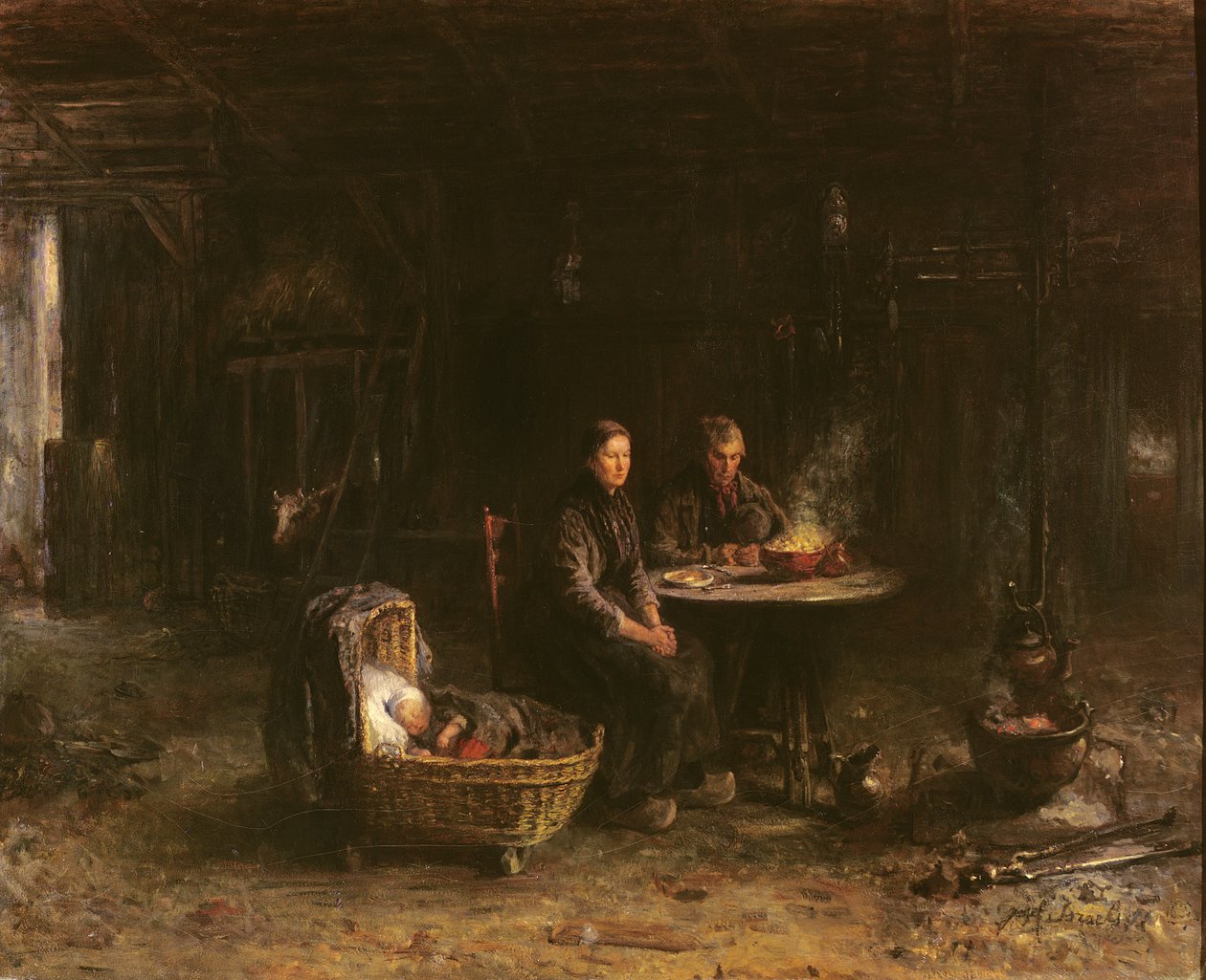 Pranzo in una fattoria a Karlshaven vicino a Delden, 1885 da Isaac Israels