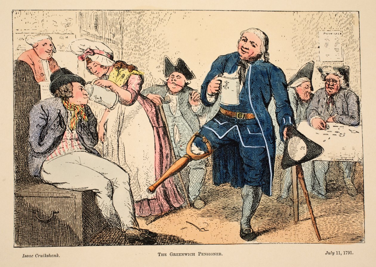 Il pensionato di Greenwich, pub. 1791 da Isaac Robert Cruikshank