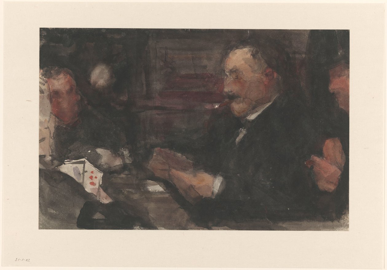 Uomini che giocano a carte in un caffè da Isaac Israels