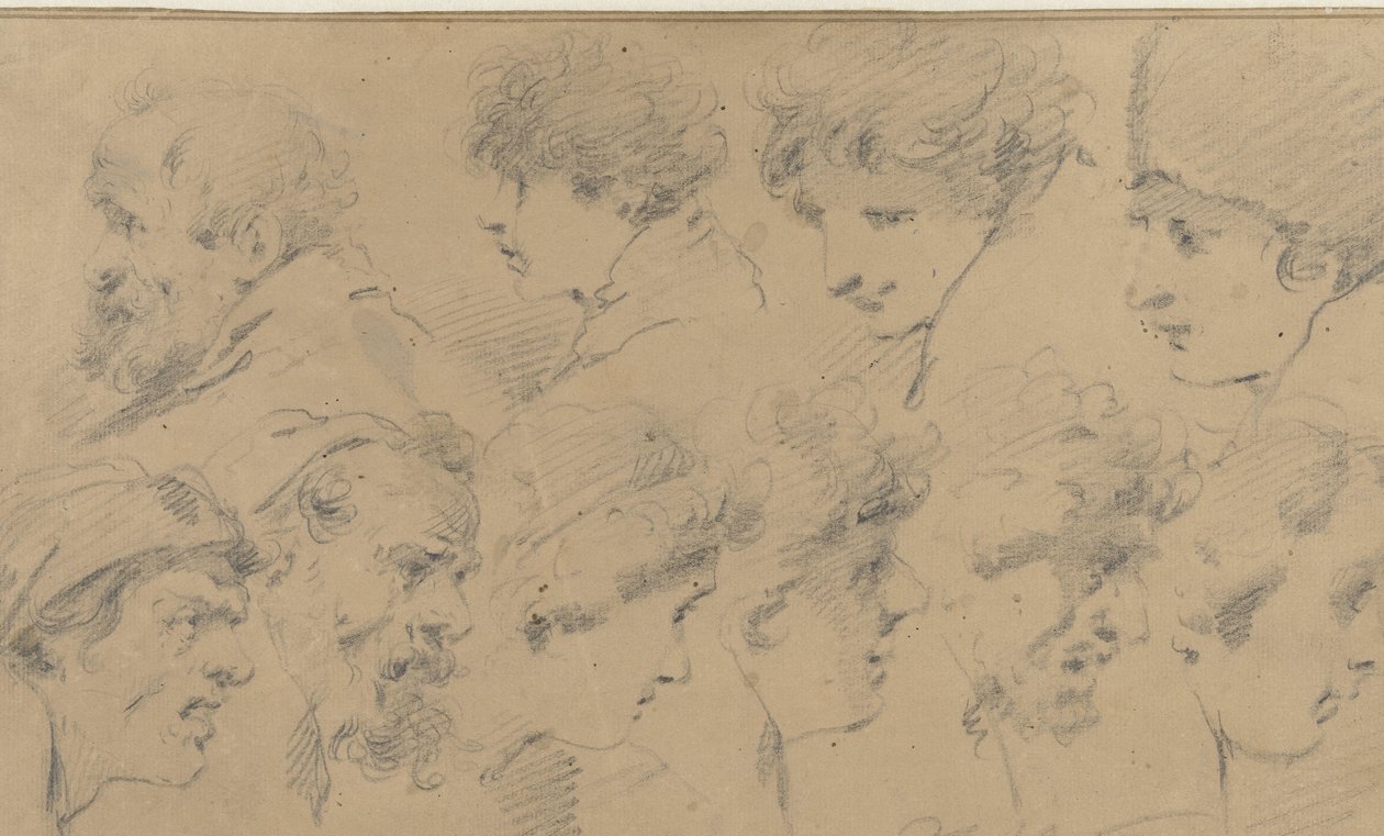 Foglio di studio con dieci teste da Isaac Walraven (possibly)