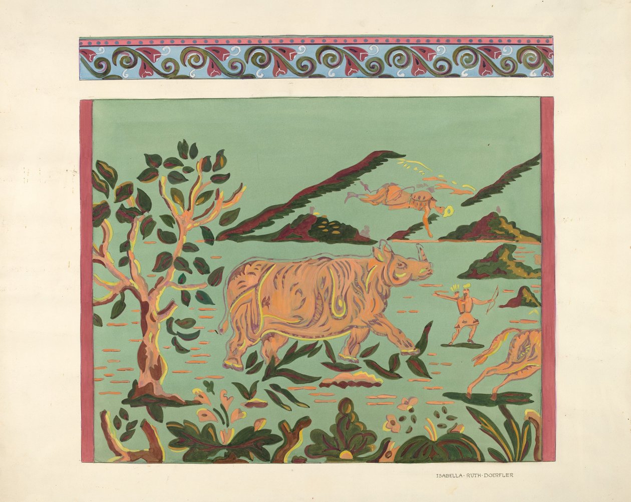 Design per scatola - Rinoceronte, 1935-1942 da Isabella Ruth Doerfler