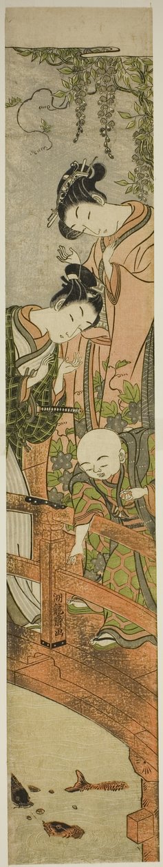 Nutrire le carpe a Kameido da Isoda Koryusai