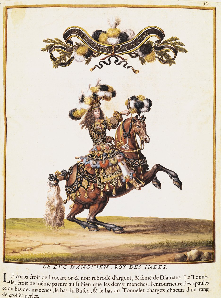 Il Duca di Enghien come Re degli Indiani al Carosello eseguito per Luigi XIV davanti alle Tuileries, 5 giugno 1662 da Israël Silvestre the Younger