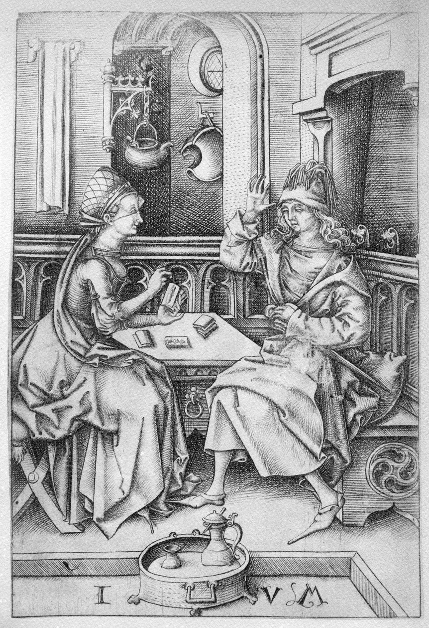 Coppia che gioca a carte c.1500 da Israhel van Meckenem the younger