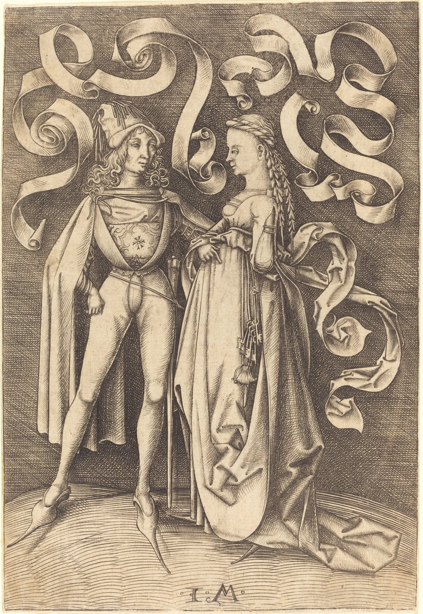 Il cavaliere e la dama da Israhel van Meckenem