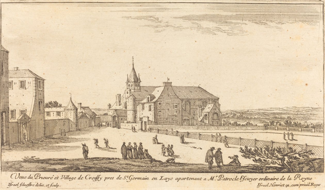 Veduta del priorato e del villaggio di Croissy da Israël Silvestre