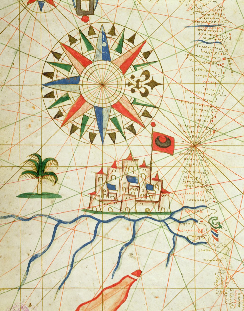 Egitto, il fiume Nilo e Il Cairo, da un atlante nautico, 1646 (dettaglio) da Italian School