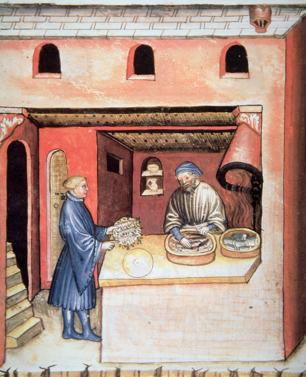 Fol.83v Pesce marinato in aceto, illustrazione dal Tacuinum Sanitatis Codex Vindobonensis da Italian School