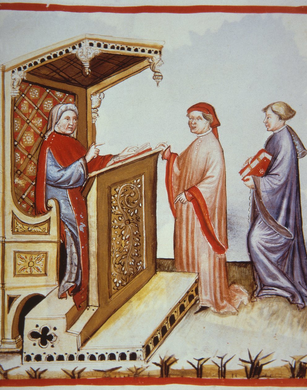 Ububchasym de Baldach (Ibn Butlan) scrive il Tacuinum Sanitatis, illustrazione dal Tacuini Sanitatis Codex Vindobonensis da Italian School