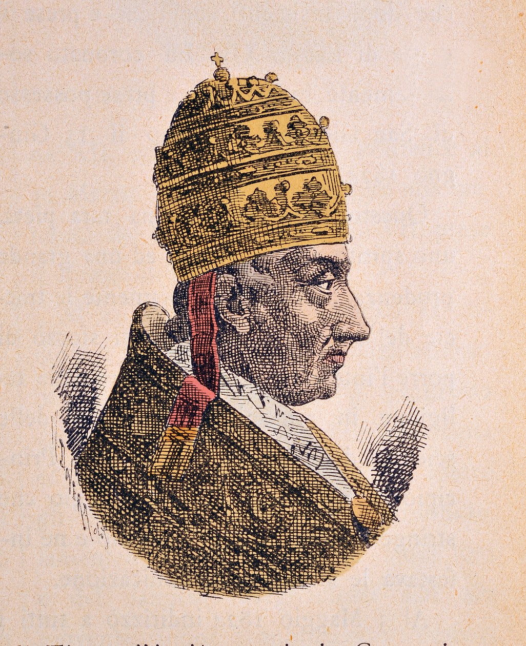 Ritratto di Papa Leone XII (1823-1829), 1898 (incisione con colorazione successiva) da Italian School