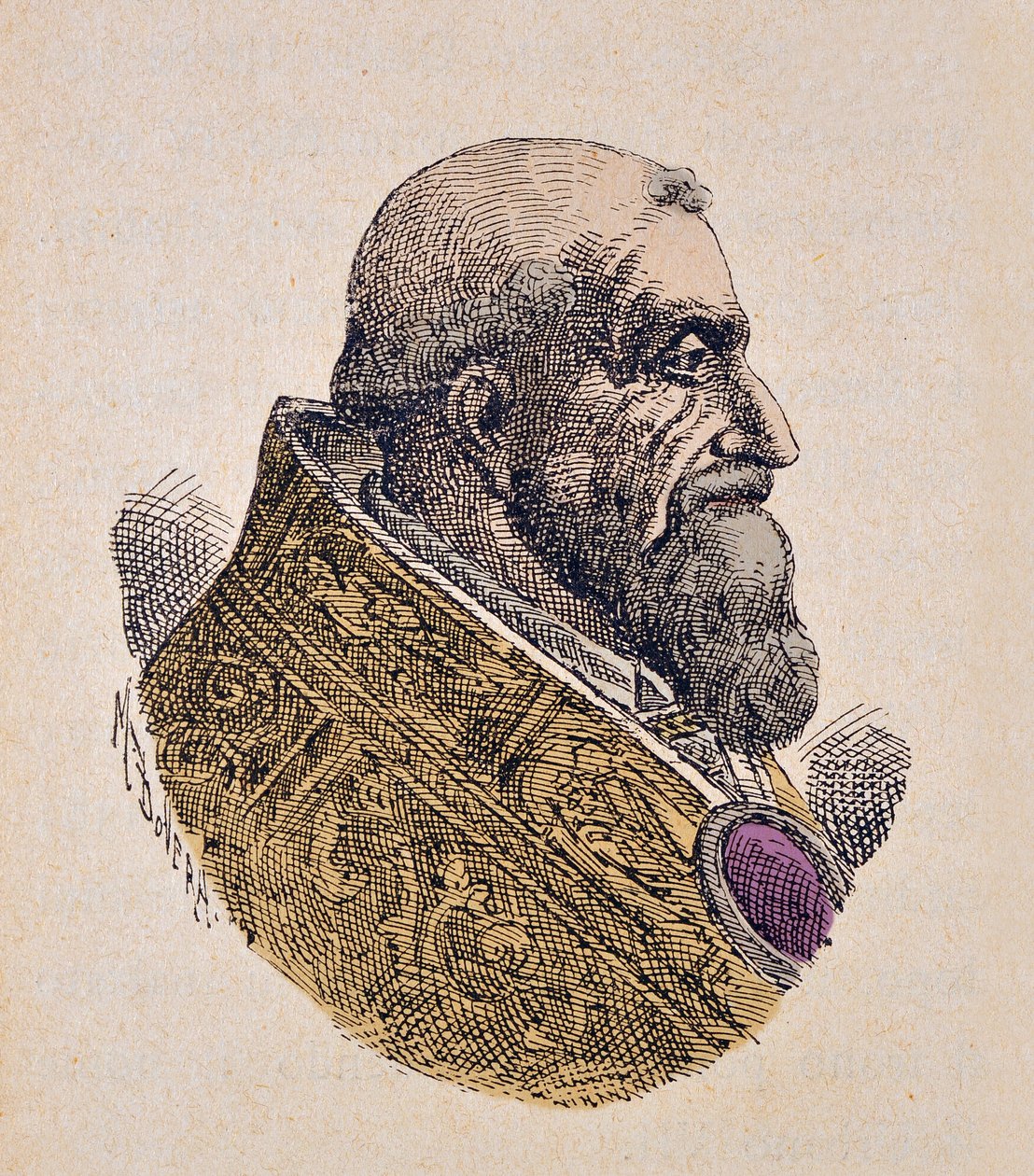 Ritratto del Papa Urbano VII (1590), 1898 (incisione con colorazione successiva) da Italian School