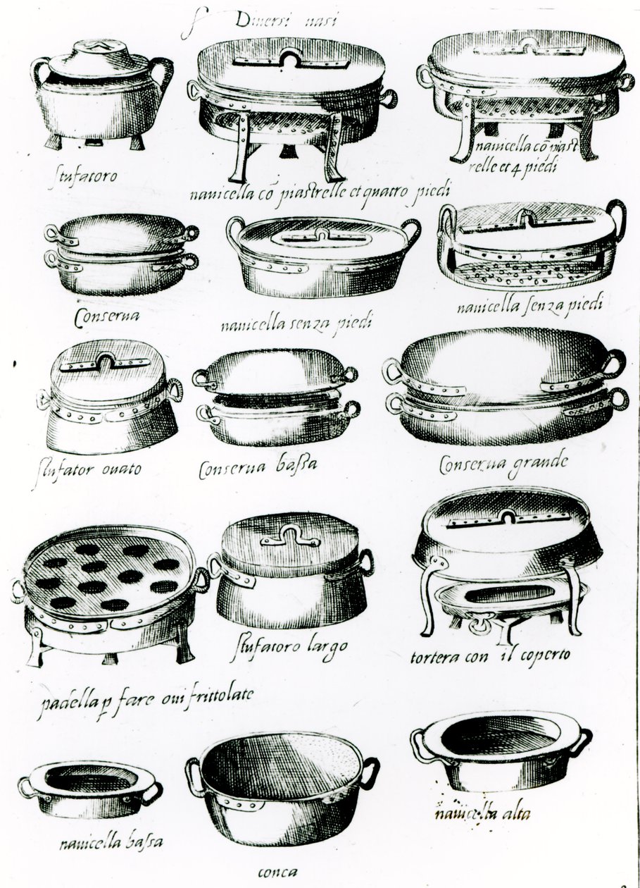Vari recipienti da cucina, 1570 da Italian School