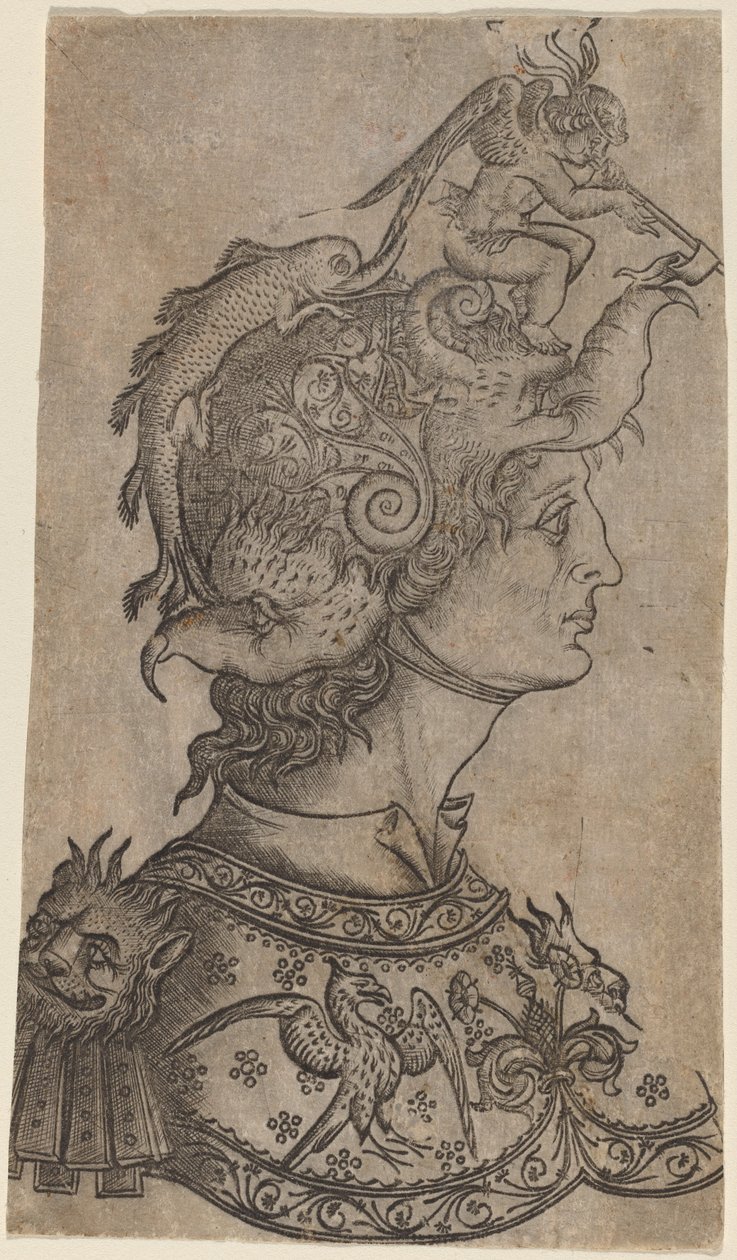 Uomo con un elmo fantastico da Italian 15th Century