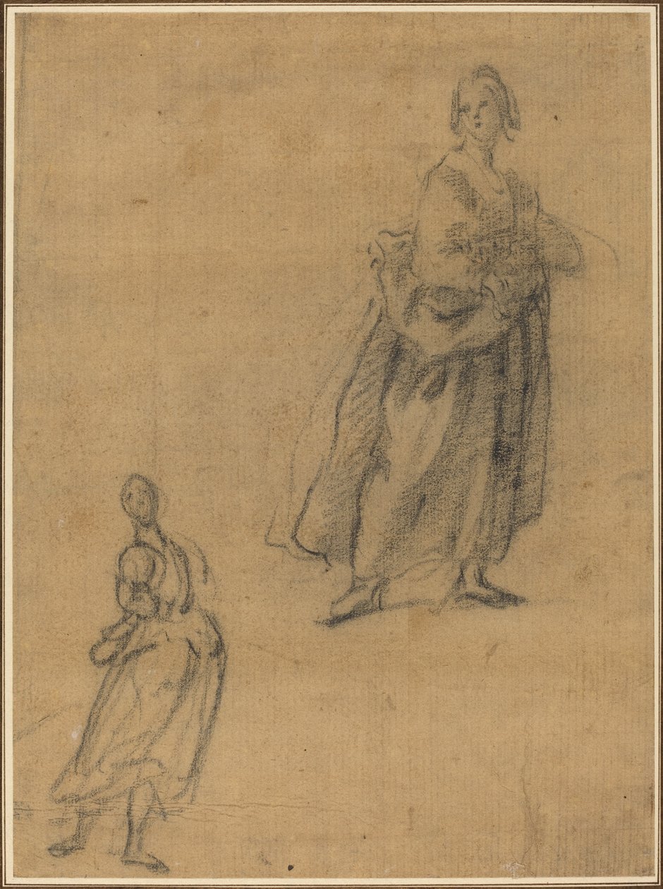 Due studi di una donna in piedi da Italian 17th Century