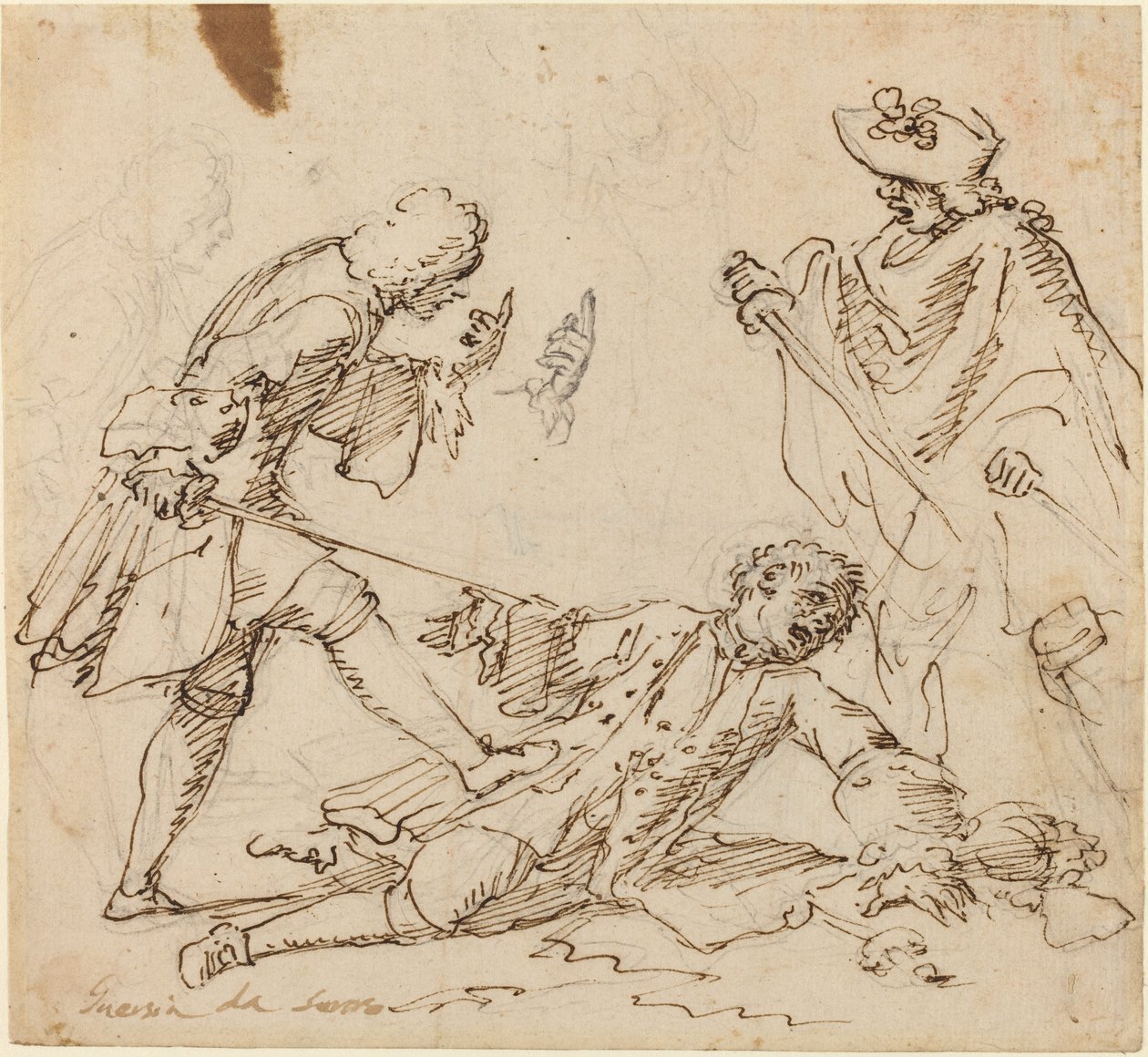 Tre uomini che combattono da Italian 17th or 18th Century