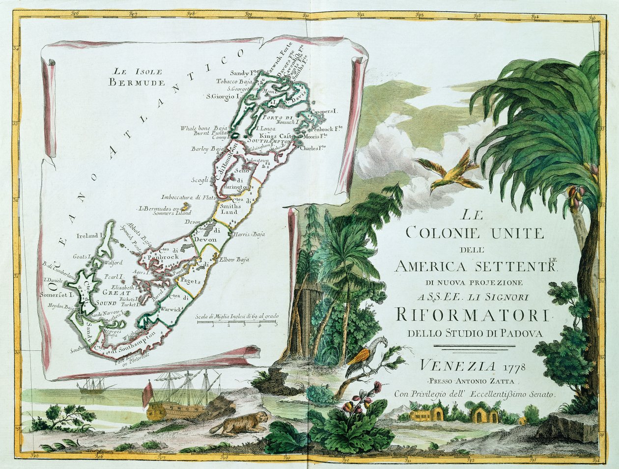 Una mappa delle Bermuda, 1775-85 da Italian School