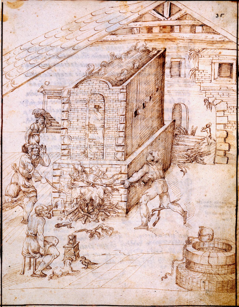 Accensione di un antico forno, c.1630s da Italian School