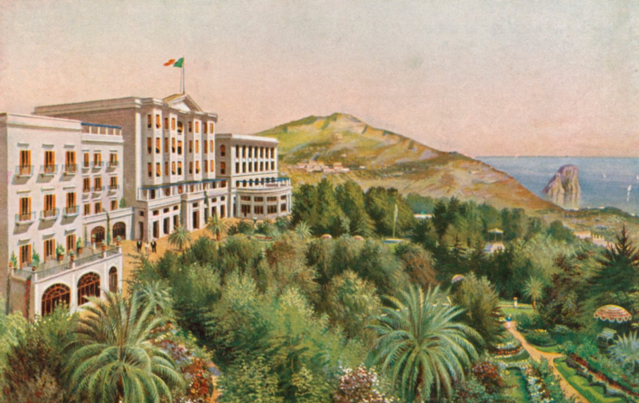 Grand Hotel Quisisana, Capri, Italia (litografia a colori) da Italian School