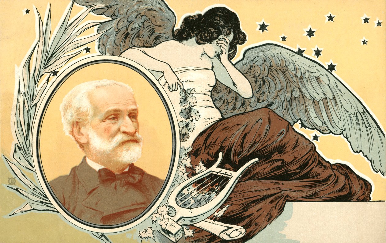 La morte di Giuseppe Verdi (litografia a colori) da Italian School