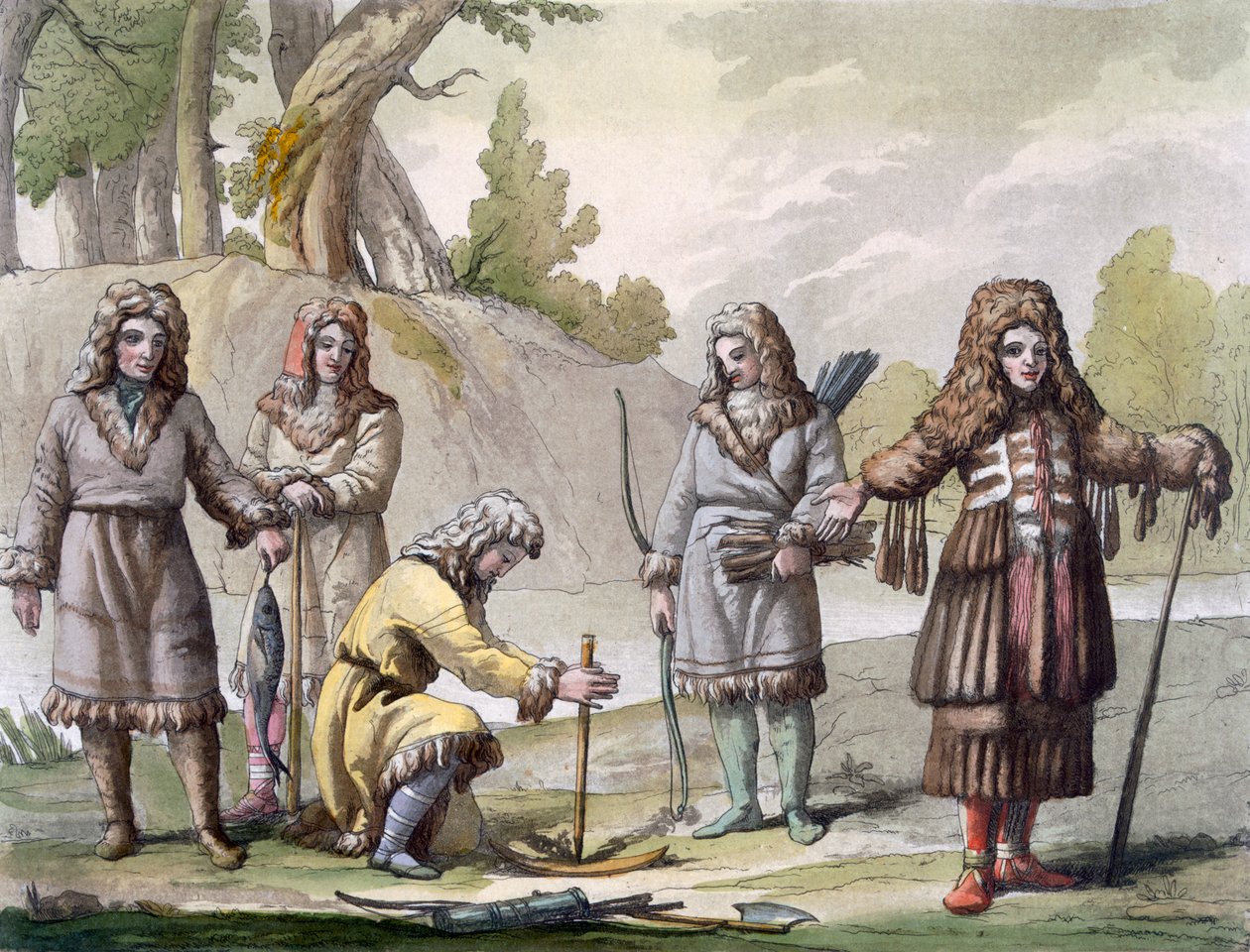 Uomini della Kamchatka, estremo oriente della Russia, c.1820-30 da Italian School