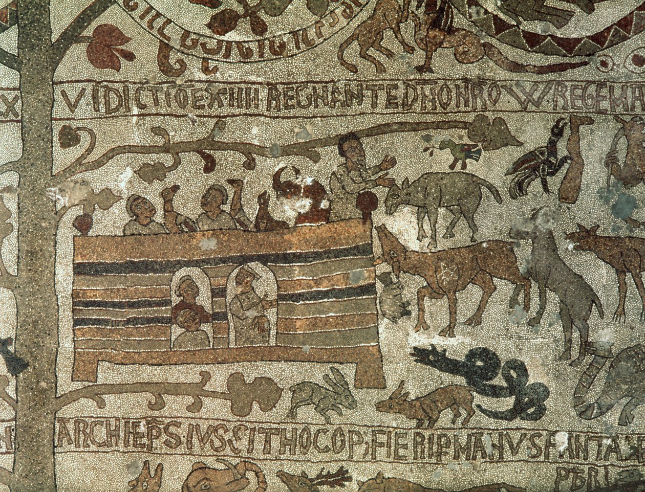Arca di Noè, 1166 (mosaico) da Italian School