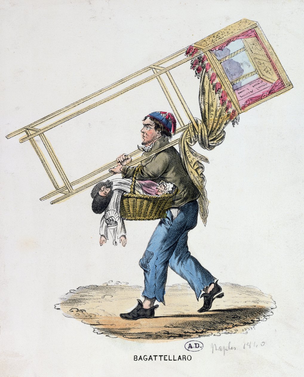 Il burattinaio errante, c.1840 da Italian School