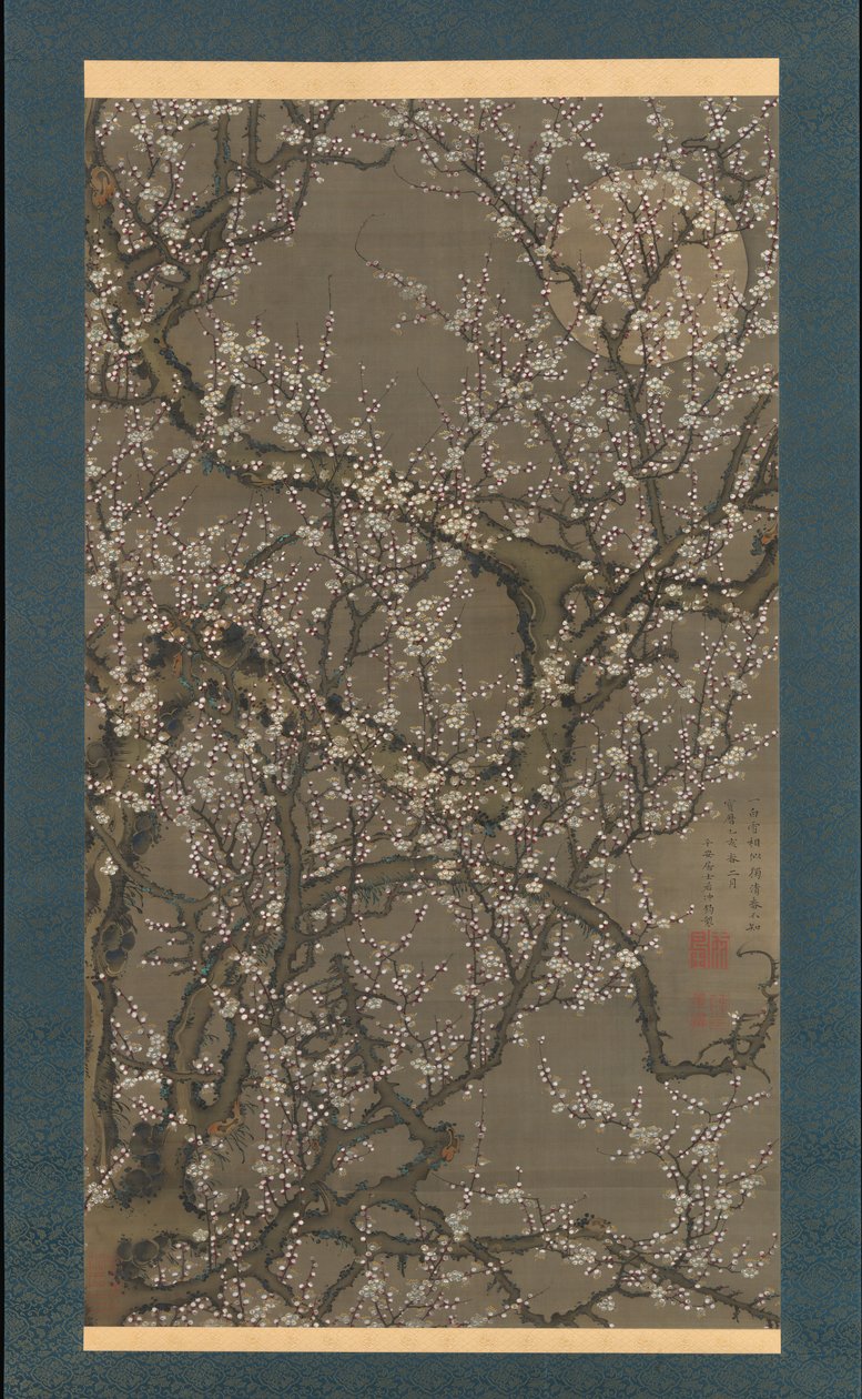 Fiori di pruno bianco e luna, 1755 da Ito Jakuchu