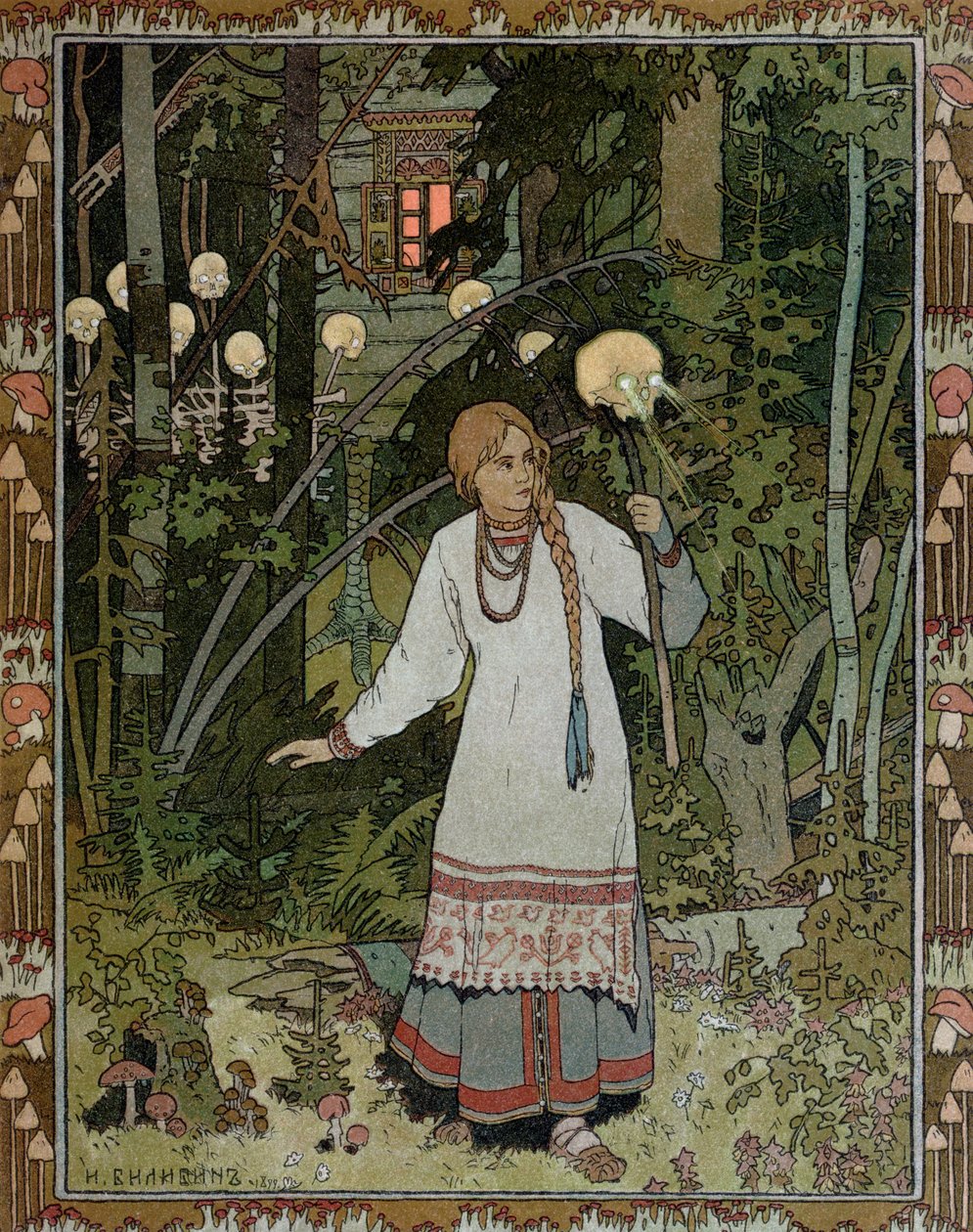 Vassilissa nella foresta, illustrazione dalla fiaba russa 