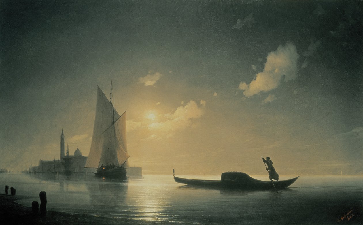 Gondoliere in mare di notte, 1843 da Ivan Konstantinovich Aivazovsky