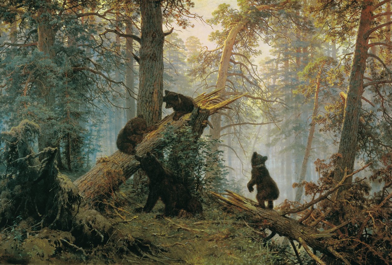 Mattina in una foresta di pini da Ivan Ivanovich Shishkin