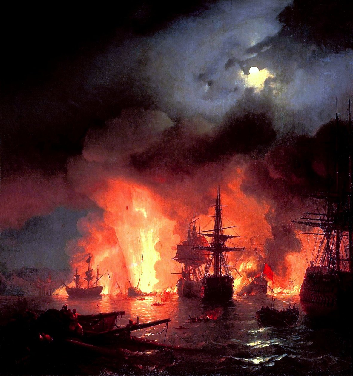 Battaglia di Çesme di notte da Ivan Aivazovsky