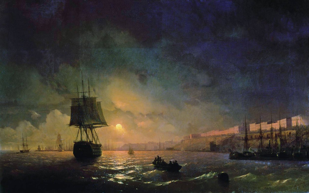 Russo: "Vista di Odessa nella notte al chiaro di luna" Odessa alla luce della luna da Ivan Aivazovsky