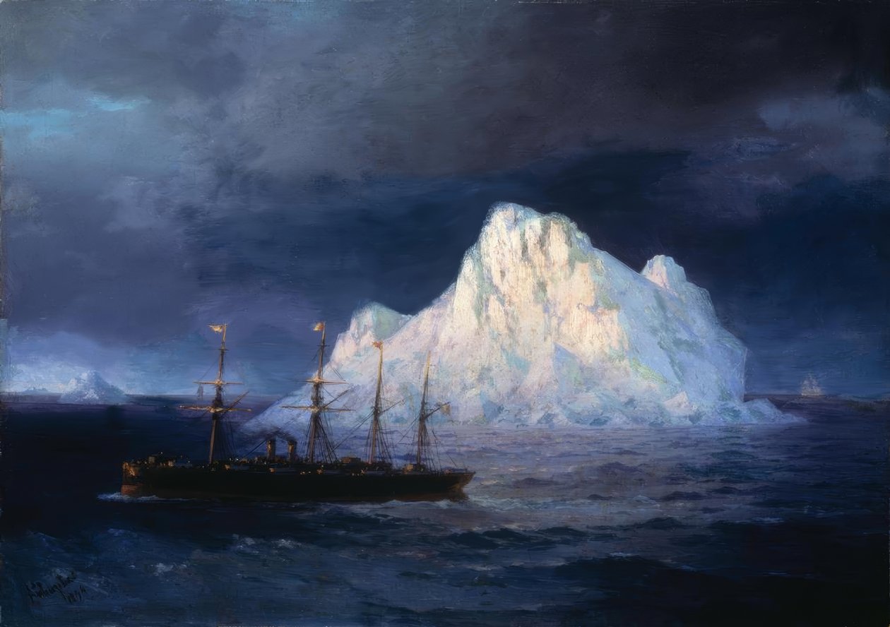 Nave a vapore vicino a un iceberg da Ivan Konstantinovich Aivazovsky