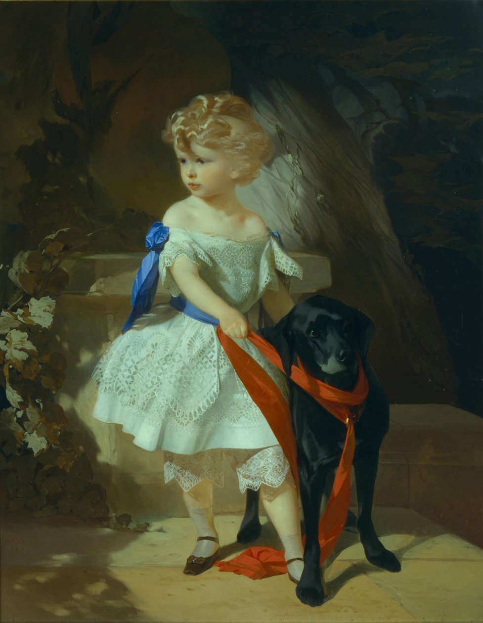 Ragazza con cane, 1860s da Ivan Kosmich Makarov